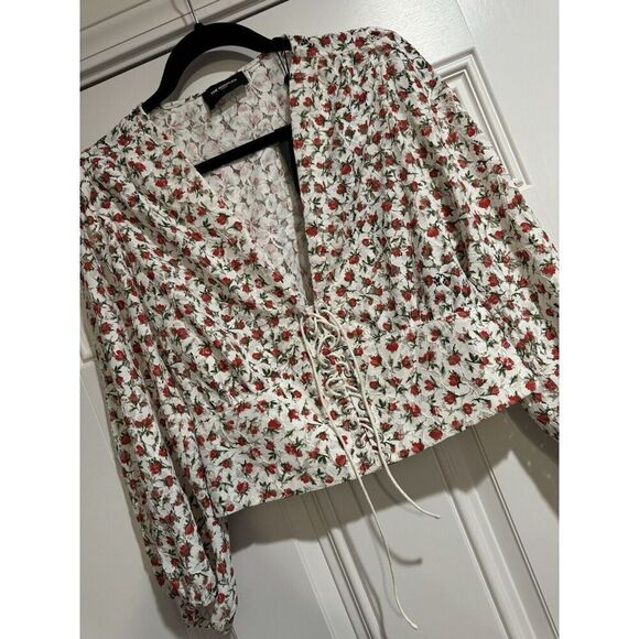 THE KOOPLES Paris Lace Flowers Tied Blouse Top Shirt 3 NWT Bubble Holiday large - Picture 5 of 9